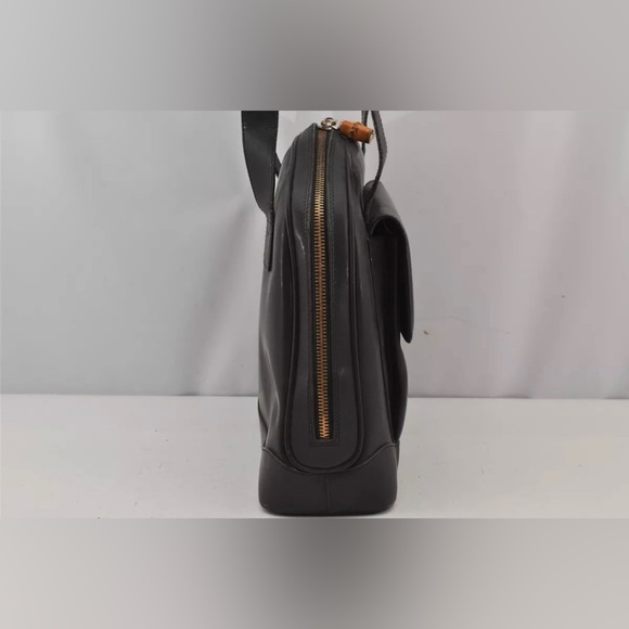 Authentic GUCCI Vintage Bamboo Shoulder Bag Purse Leather Black - Picture 6 of 15